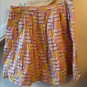 J. Crew Pink Patterned Skirt with Pockets